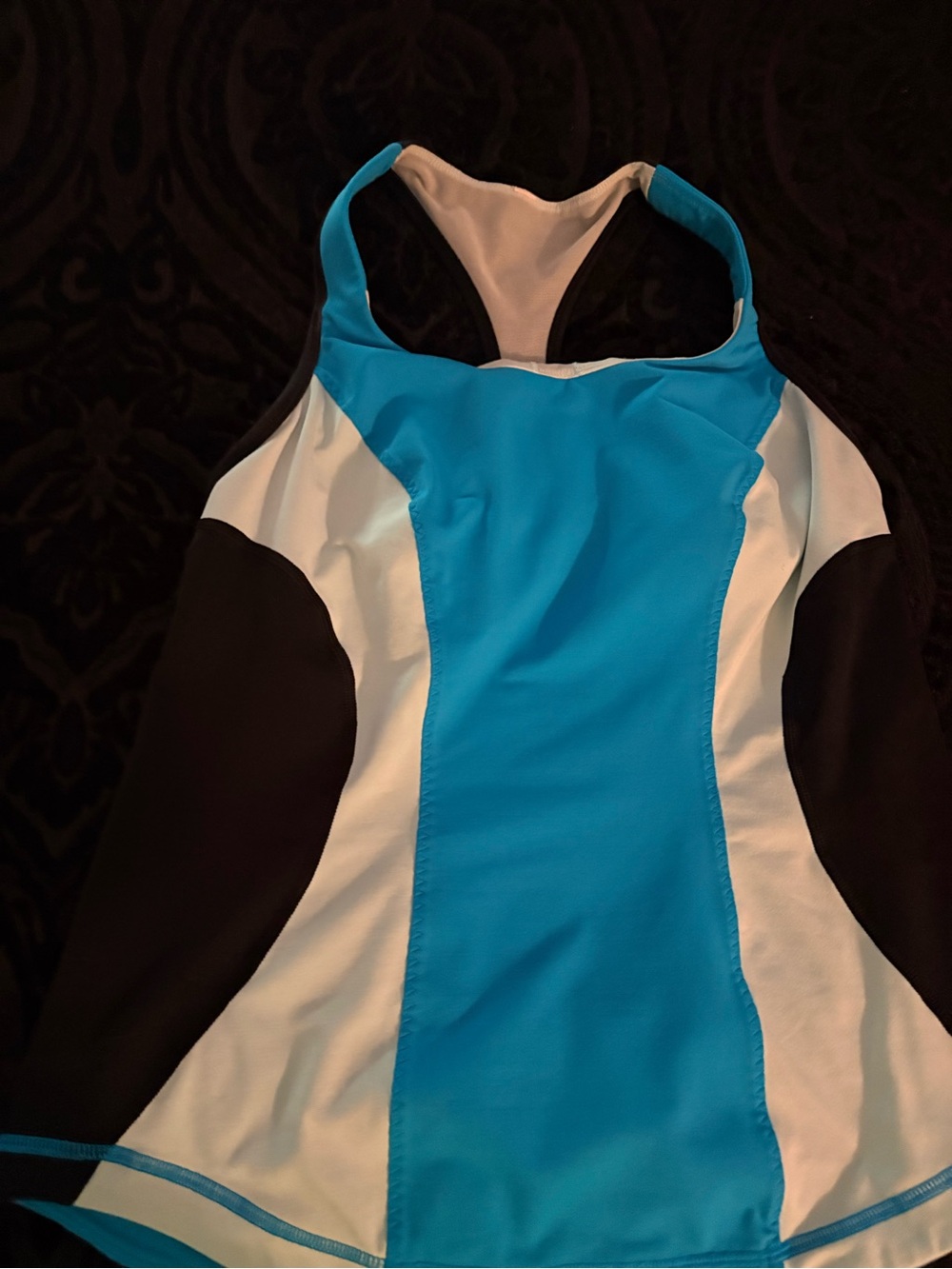 lululemon athletica Turquoise, White & Black Panel Racerback Tank